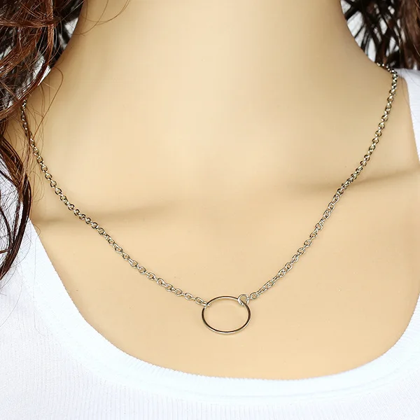 Персонализированные модные ключицы цепи Для женщин темперамент круг ожерелье металлические аксессуары и украшения вечерние подарок для Для женщин - Окраска металла: 2