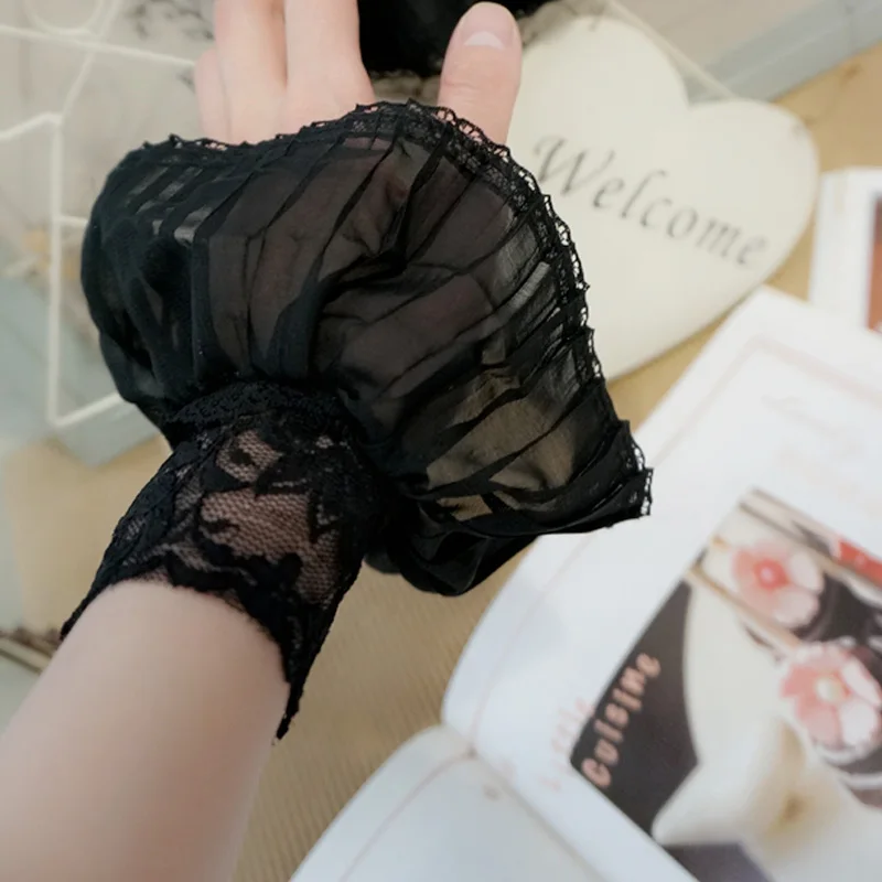 Fake Original Handmade False temperament lace organ floral horn palace wind white Black Chiffon Crest Collar Lace |