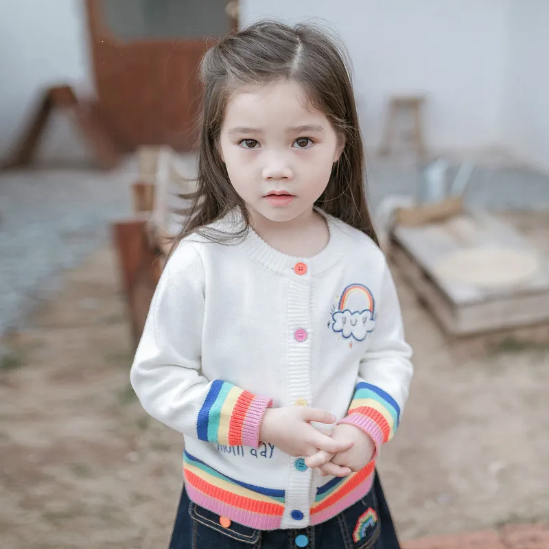 

Small and medium girl's coat new Korean version of children's autumn sweater baby long-sleeved rainbow Sweater