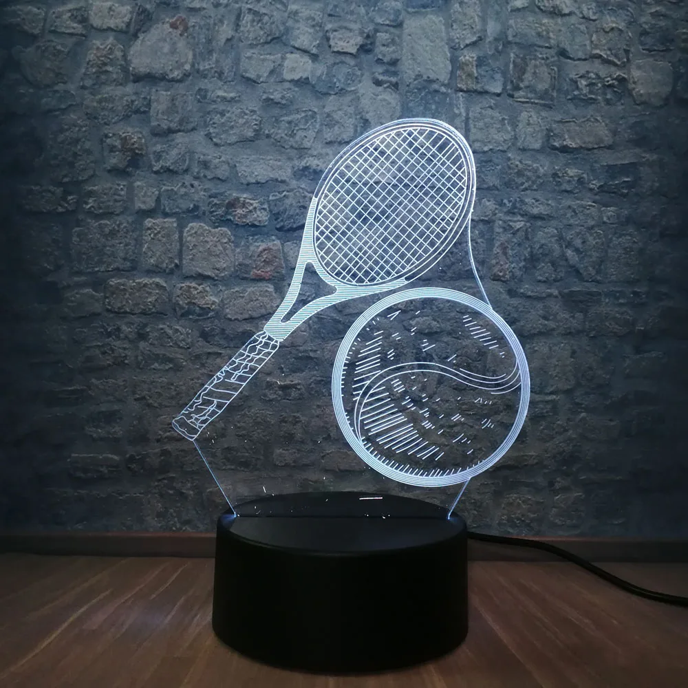 Креативный 3D USB ночник Иллюзия атмосфера настольная Светодиодная лампа спортивные теннисные украшения для детской/Мальчики Детские игрушки Рождественский подарок