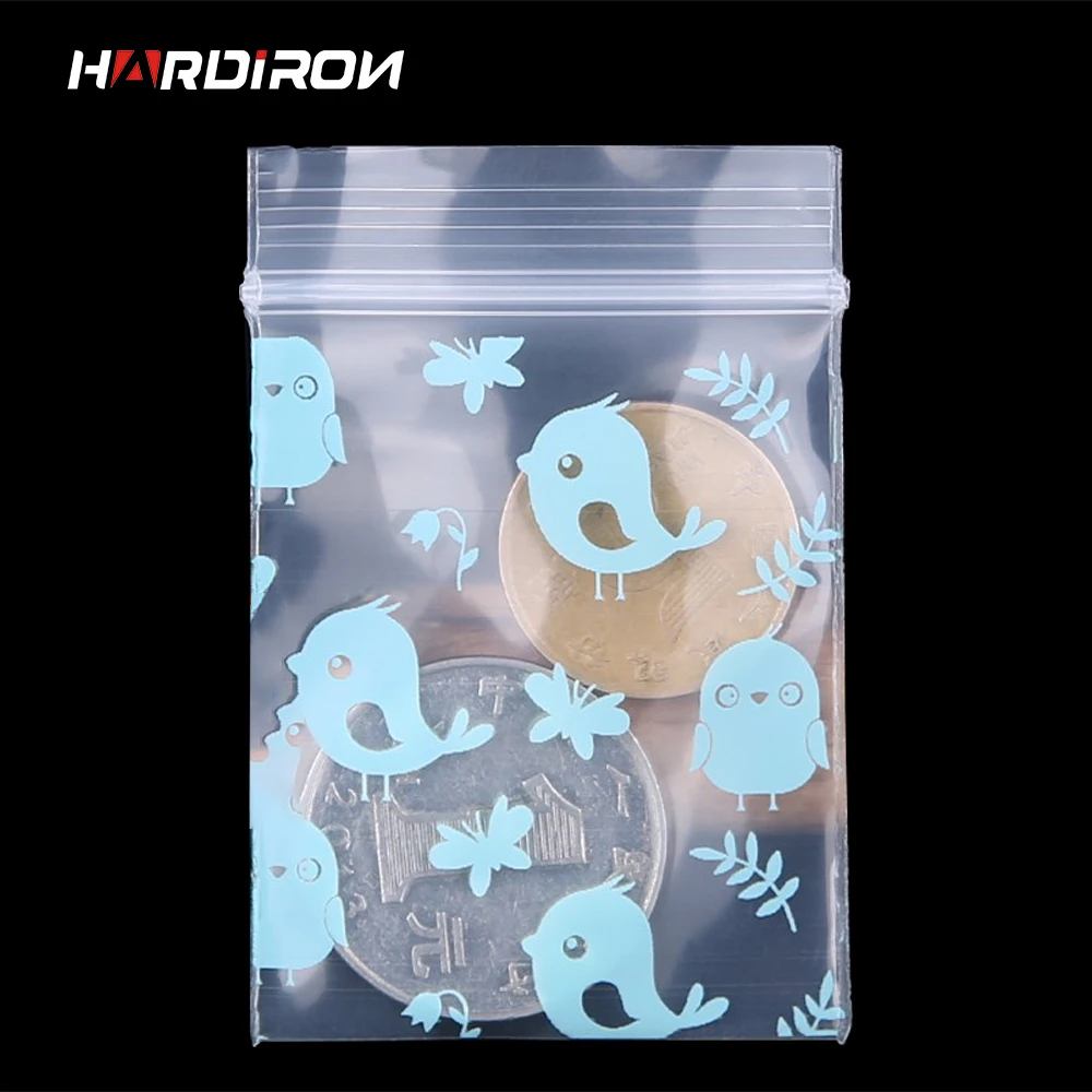 

HARDIRON 500pcs Blue Bird Mini Bag Sealed Plastic Pouch Small Jewelry Antifouling Sack Transparent Self-Sealing Pocket