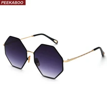 Peekaboo большие Восьмиугольные Солнцезащитные очки женские трендовые золотые черные градиентные негабаритные солнцезащитные очки для мужчин винтажные UV400 полигон