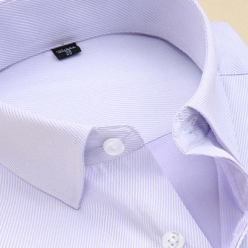 Мужская деловая рубашка с длинными рукавами, Высококачественная тонкая Офисная Рабочая Рубашка, Мужская однотонная/полосатая Роскошная рубашка большого размера 48