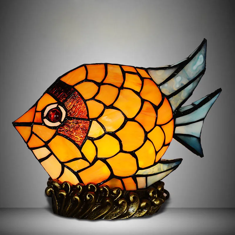  Novelty Creative Baby Projector Stained Glass little Fish Kids Child Bedside Desk LED Night Table L