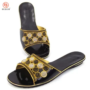 

2018 Black Color African Women Wedding Shoe Woman Slippes Ladies Pumps Women Shoes Party Wedding Shoes Decorated with Rhinestone