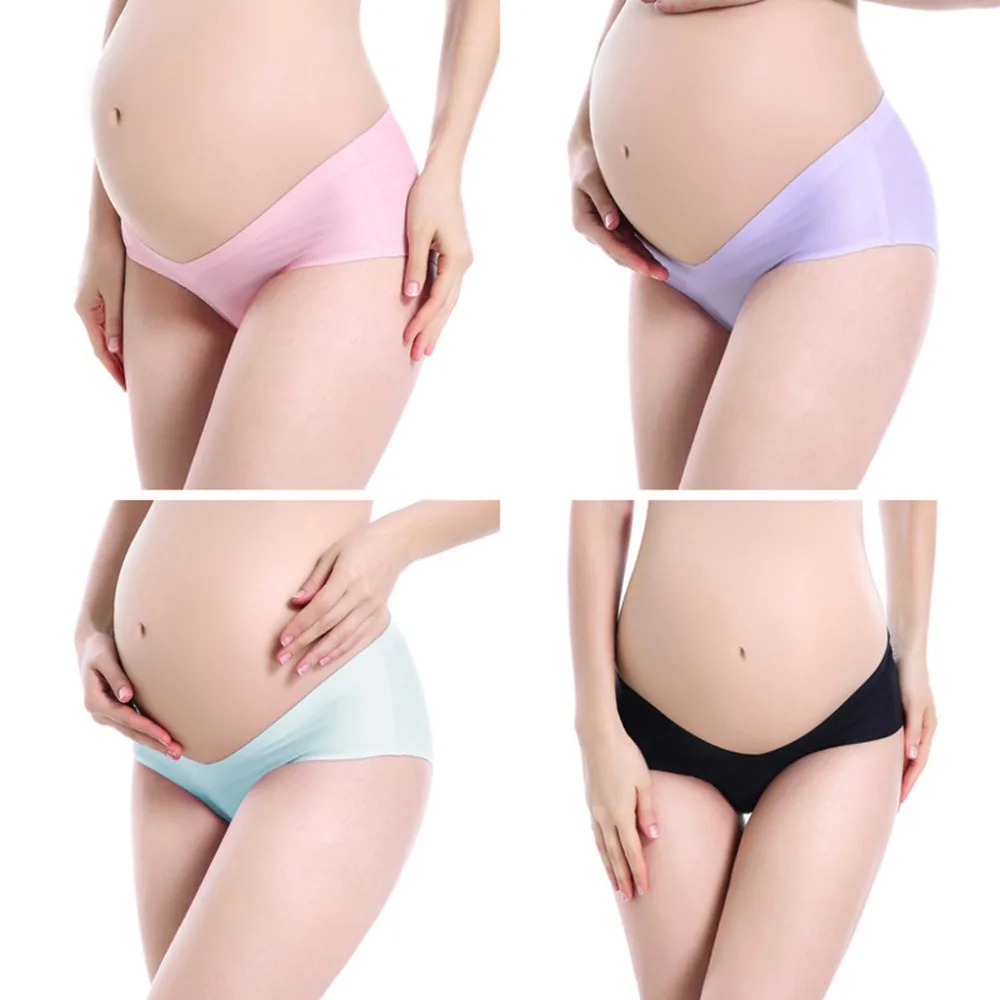 4 шт. 1 компл. Удобные однотонные Хлопковые женские для беременных v-образный вырез с низкой талией Pettipant мягкое нижнее белье