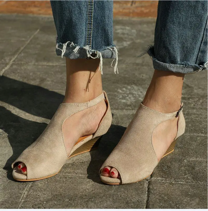 Women's Boots' Women Slip-On Fashion Ankle Summer Boots Women Plus Size High Heels Wedge Ankle Boots For Womens Winter Boot (13)