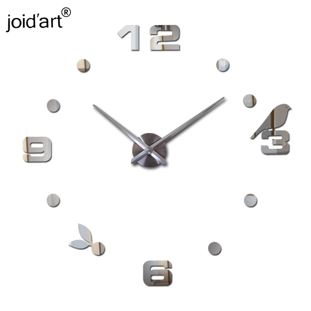 

New hot quartz sale quiet wall clock interesting 3d diy home decor clocks birds number art stickers single wall stickers