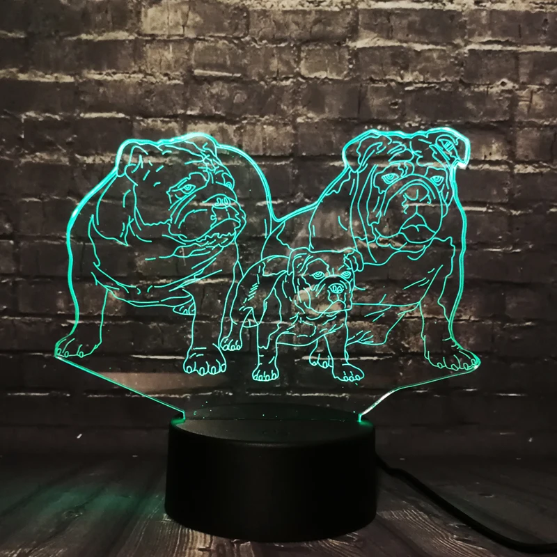 3D bulldog familia Doggy LED noche luz escritorio Mesa bebé dormir dormitorio Lava Lampara RGB 7 colores chico cambiar niño juguetes USB Base 3D bulldog familia Doggy LED noche luz escritorio Mesa bebé dormir dormitorio Lava Lampara RGB 7 colores chico cambiar niño juguetes USB Base