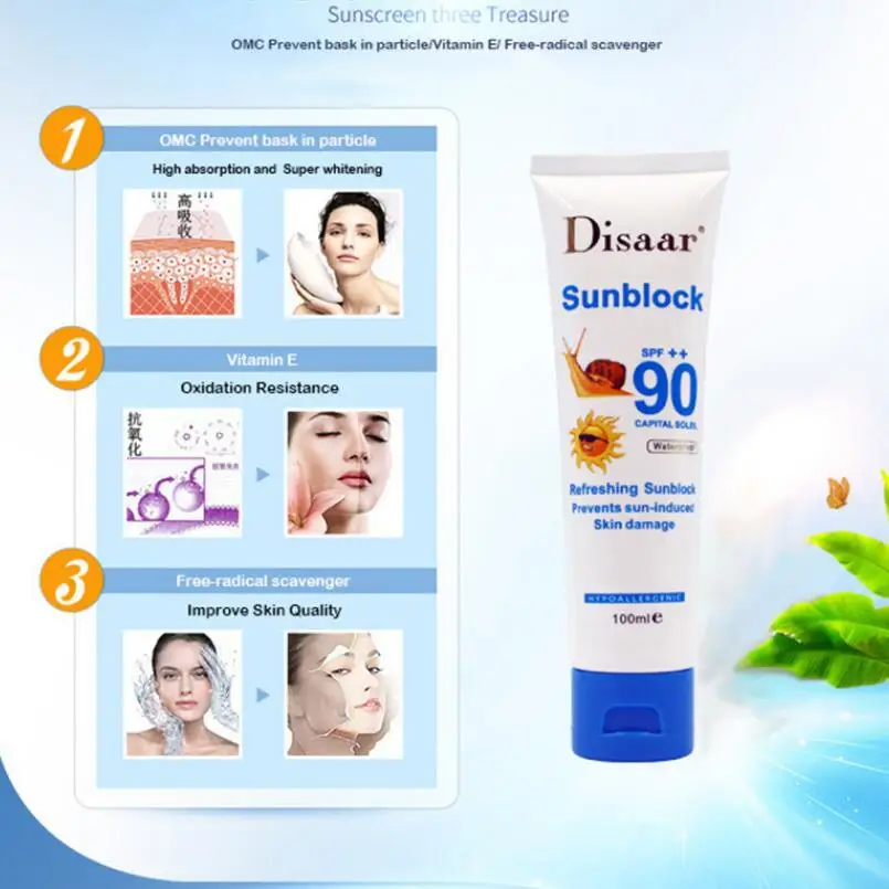 

12pcs Snail Sunscreen SPF 90++ Waterproof Sun Cream Protection Sunblock Skin Care Body Lotion Oil Control Concealer