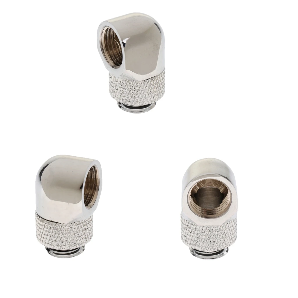 Barrow Brass G1/4 Inches Thread 90 Degree Rotary Joint Fitting Adapter Silver - 3Piece