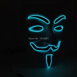 Хит продаж звуковая активация/мигающий el wire Вендетта маска Оригинальные светильники подарок на Новый год neon led маска с dc-3v контроллер