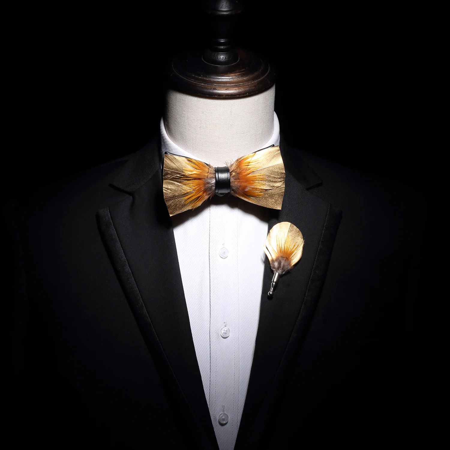 Ricnais брендовая дизайнерская мужская мода перо брошь для галстука-бабочки набор Регулируемый формальный галстук бабочка Свадебная вечеринка с подарочной коробкой