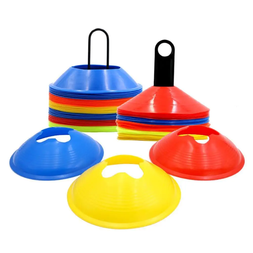 

50pcs Cones Marker Discs Soccer Football Training Tools Soccer Sports Entertainment Accessories Tools+Drawstring Sport Carry Bag