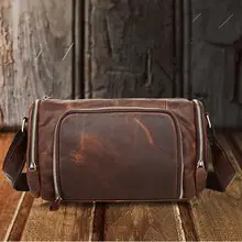 Модная трендовая мужская кожаная сумка-мессенджер crazy-horse маленькая сумка на плечо винтажная Мужская сумка из натуральной кожи сумка из коровьей кожи