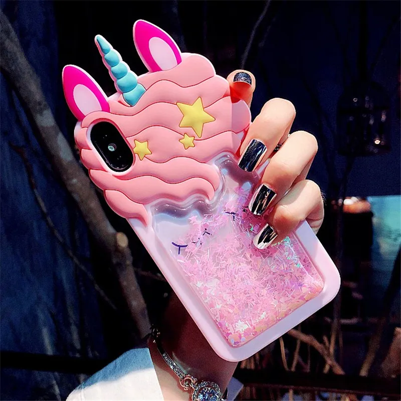 

3D Silicon quicksand unicorn Cartoon Case For Huawei P30 Pro p20 lite Case cover for huawei honor 8x honor V10 coque Funda