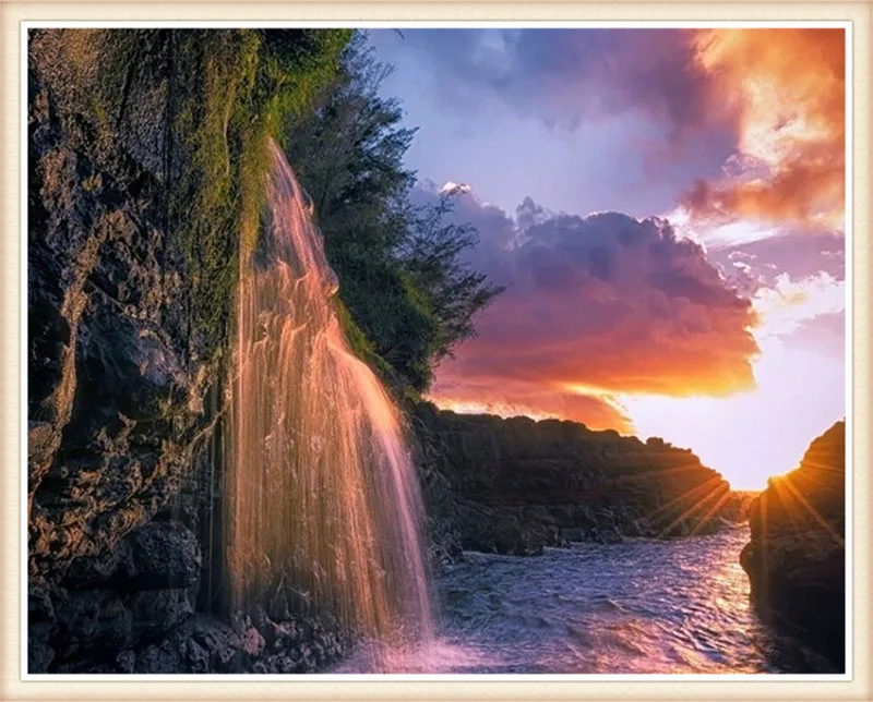 

DIY Diamond Painting Sunset mountain cube drill Cross Stitch Kits Diamond Mosaic Diamond Embroidery Patterns Rhinestones