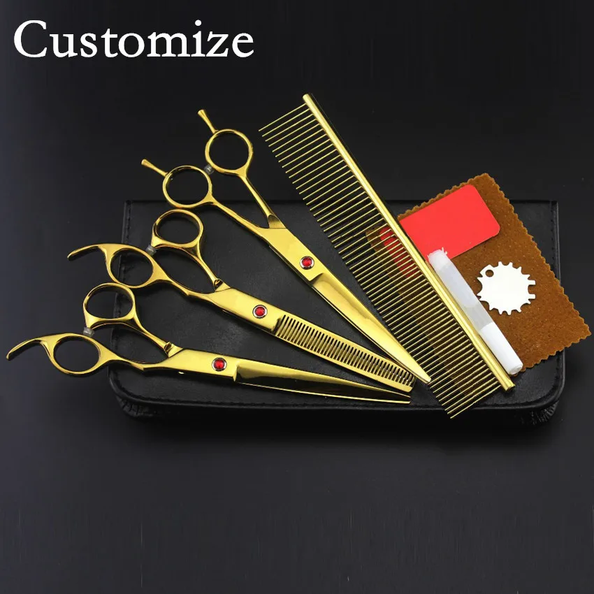 Customize Professional 4 Kit Japanese Pet 8 Inch Shears Hair Scissors