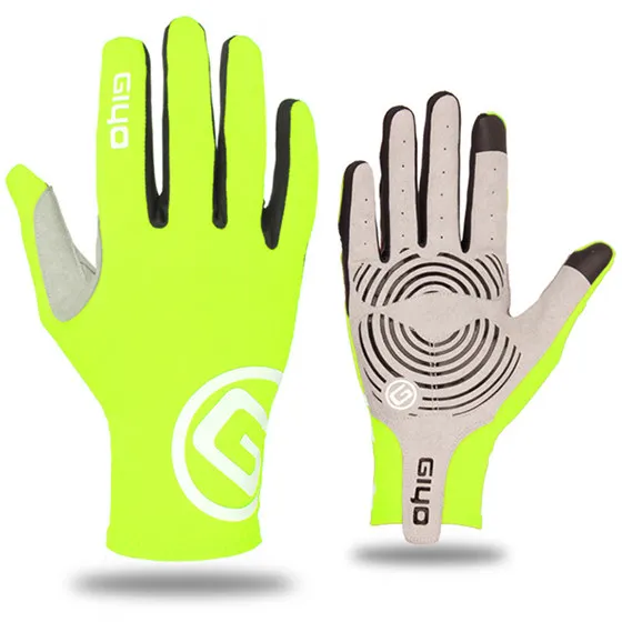 GIYO дышащие велосипедные перчатки с сенсорным экраном, противоскользящие гелевые накладки, перчатки для шоссейного велосипеда, ветрозащитные велосипедные перчатки для горного велосипеда - Цвет: Fluorescein Yellow