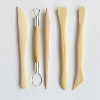 

5PCS Plasticine Colored Clay Tool Mold Kit Wooden tool Chisel DIY Playdough Toys Fimo clay Tools