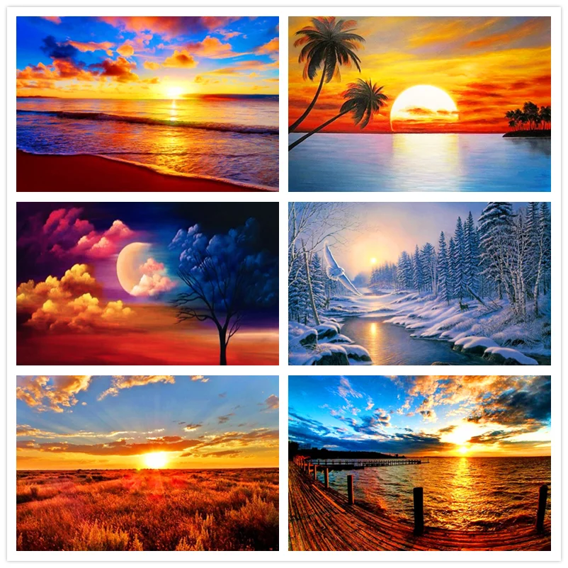 

DIY Diamond Painting Scenery Cross Stitch Mosaic diamond embroidery landscape Pattern Full Round Rhinestone Home decor Gift