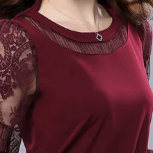 Estilo simples mulheres primavera outono estilo t camisas senhora casual magro rendas o-pescoço flor impresso camisetas camisa topos com bolso df2064