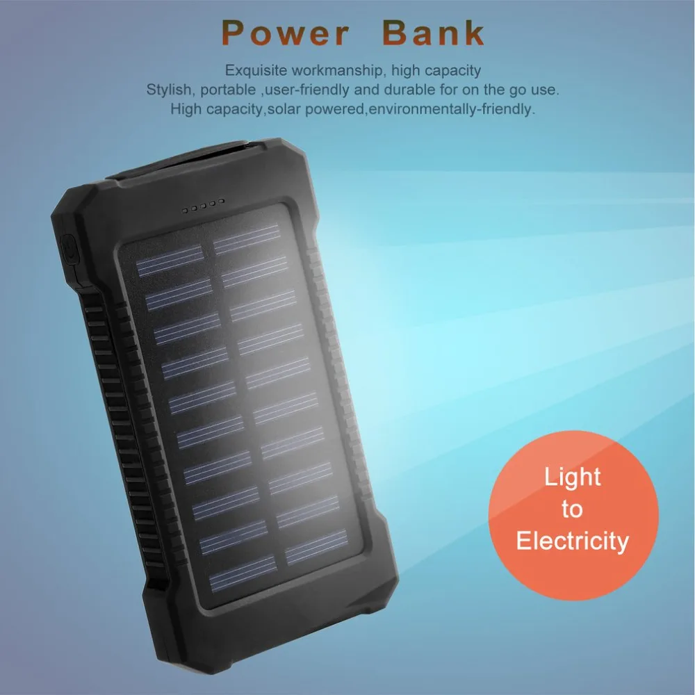 Solar Power bank 30000mAh Portable Waterproof Solar Charger powerbank 30000 mah Dual USB External Battery Power Bank Charger