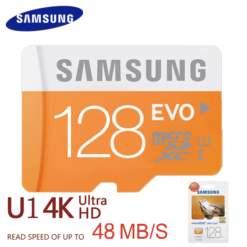 SAMSUNG Original Storage Card 128GB 64GB 32GB 16GB 48M s C10 EVO MicroSD Class10 TF Memory