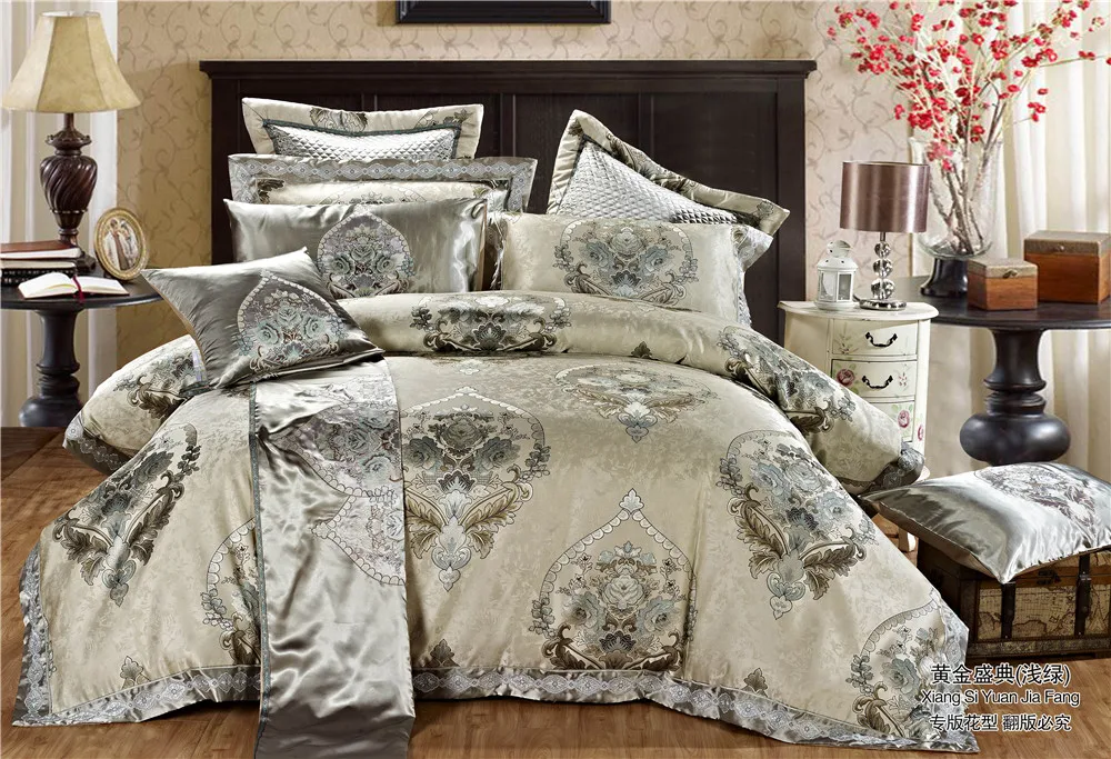 

Queen/King Size Luxury Royal Bedding set Cotton Bed sheet spread High Precision Stain Cotton Jacquard Duvet cover pillowcases