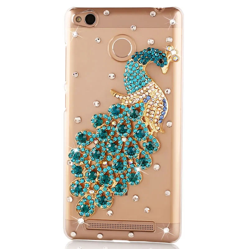 Fashion Xiaomi Redmi 4X Case 4A note 4 4x 3s 5A pro xiaomi mi max 2 A1 5X 5s plus diamonds peacock Cover hard PC cases |
