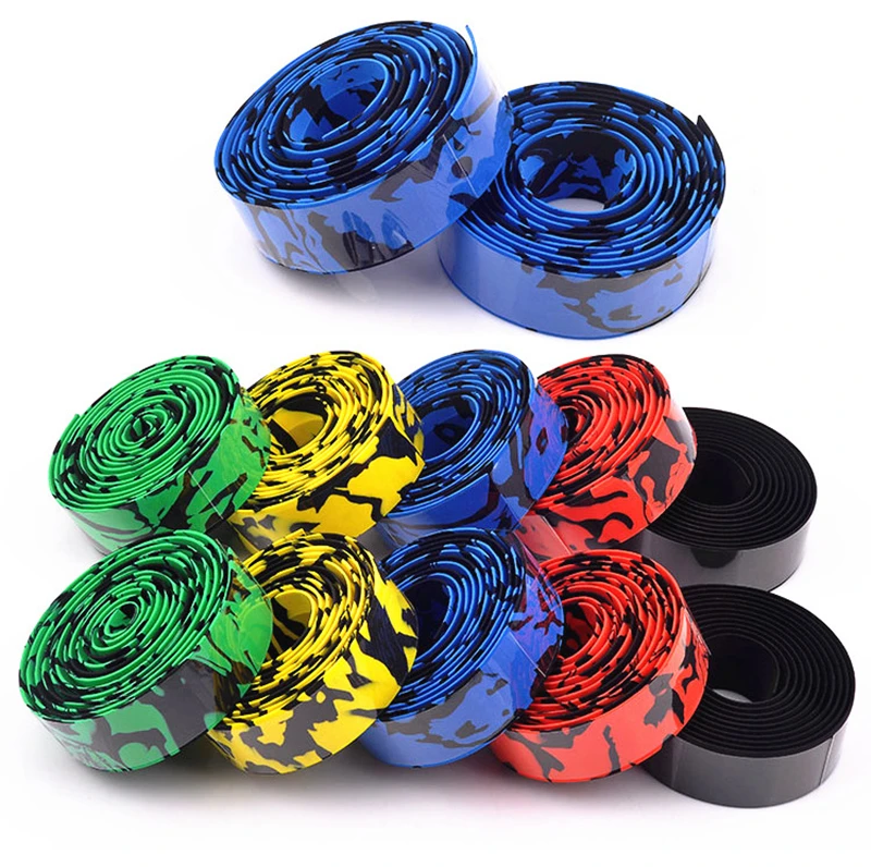 Road Bike Bicycle Handlebar tape Camouflage Cycling Handle Belt Cork Wrap with Bar Plugs (5)