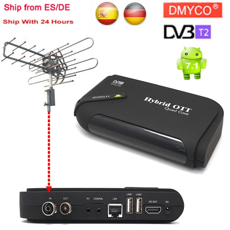 DVB T2 и Android два в одном ТВ приставка 7 1 Amlogic S905D Гб + 8 Смарт T2/T Отт телеприставка 4K