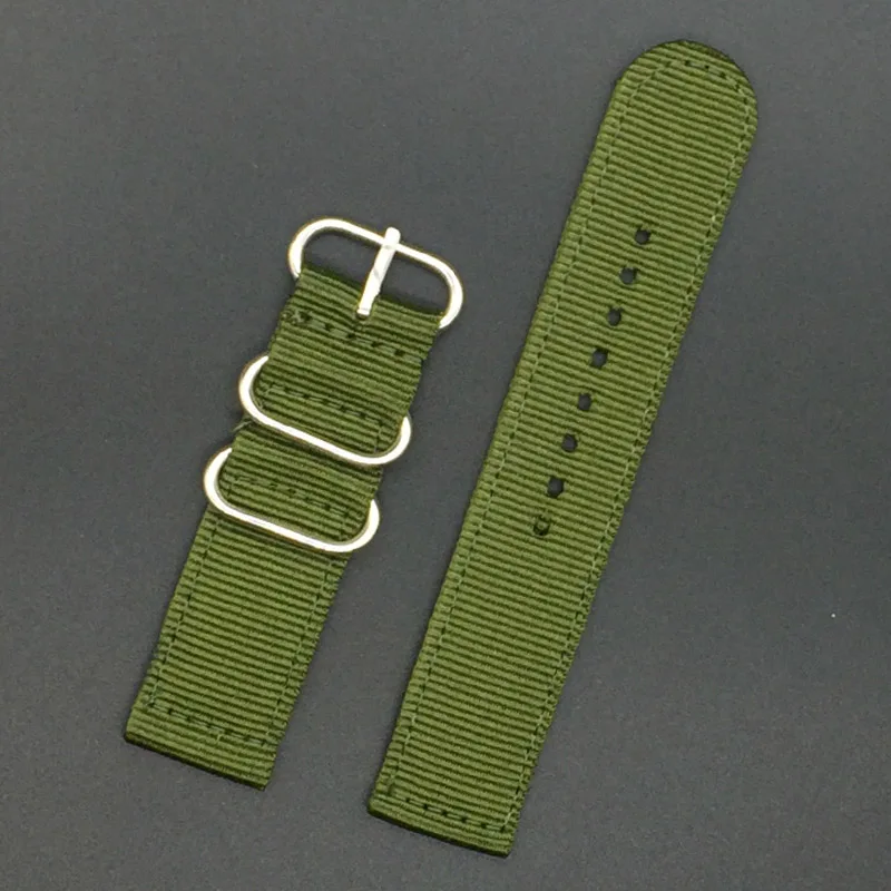 Бренд MR NENG для ZULU 5 кольцевой нейлоновый ремень NATO 18 мм 20 мм 22 мм ремешок для часов 24 мм для G10 ремешок для часов черный оранжевый зеленый цвет на выбор - Цвет ремешка: LD-Z-Green
