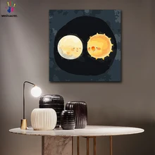 DIY цветные картинки по номерам с цветами солнце и луна в картина «любовь» Рисование картины по номерам в рамке