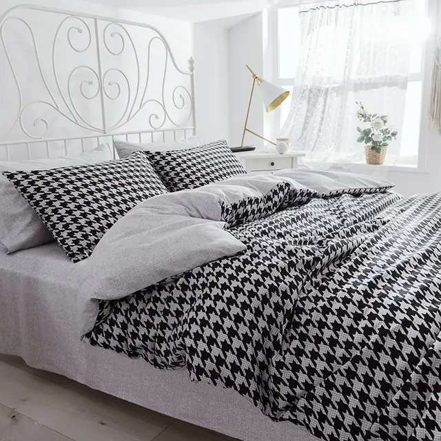 Liv Esthete Classic Houndstooth Bedding Set Modern Duvet Cover