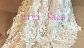 

5 yards BL006 offwhite chiffon pearls flower french embroidery net tulle mesh lace for wedding dress/evening dress/fashion show