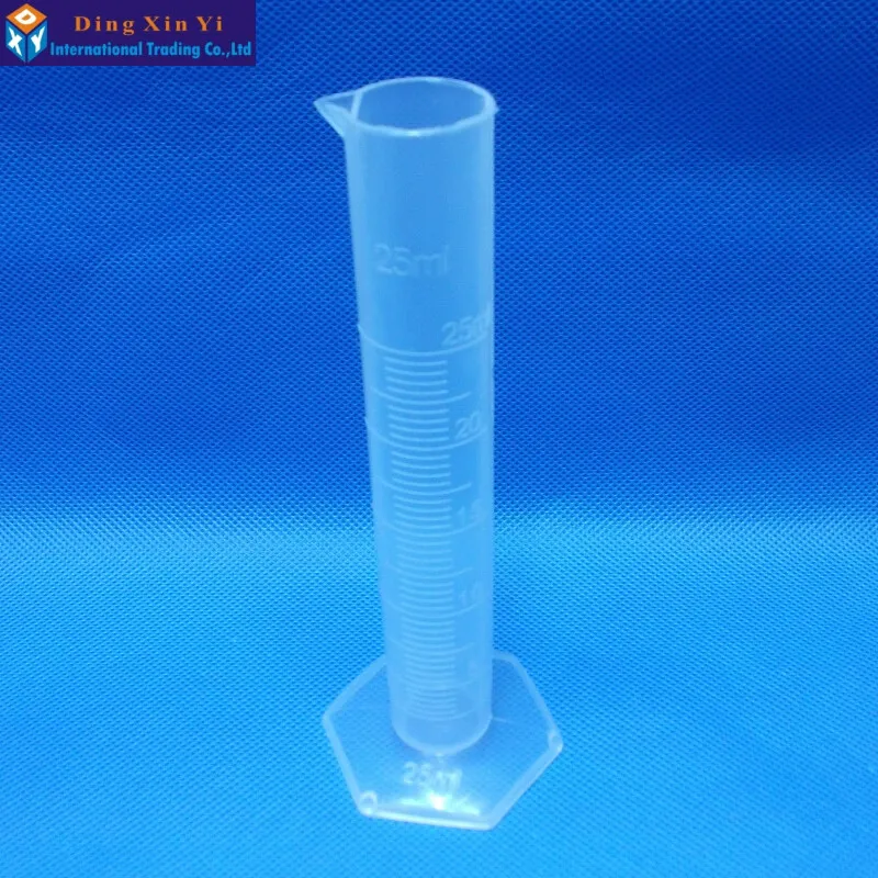 4PCS/LOT Clear 25ml Clear Plastic Measuring Cylinder Graduated Cylinder for Laboratory Test