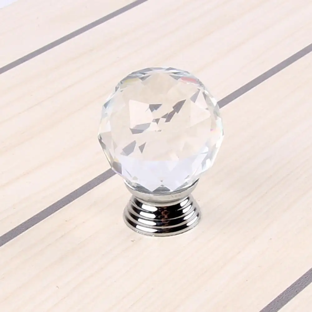 

Simple Crystal Ball Door Knobs Zinc Alloy Silver Single Hole Pull Handle for Cabinet Drawer Wardrobe Cupboard Kitchen Door