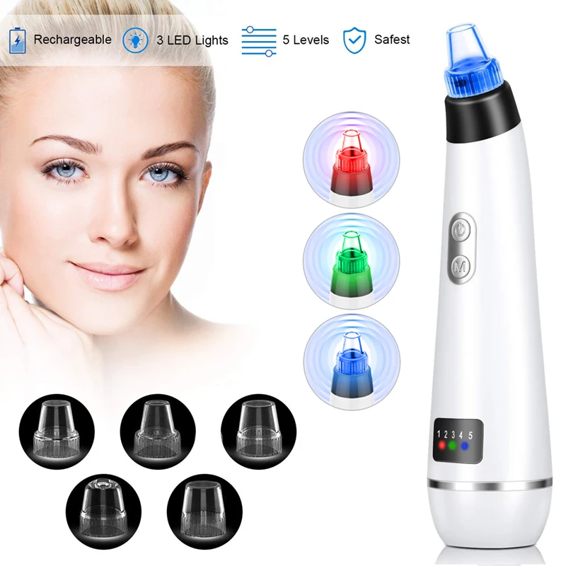 

Electric Vacuum Cleaner for Face Blackhead Remover Facial Acne Pimple Blackhead Extractor Skin Care Beauty Tool with LED Light