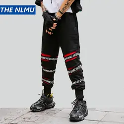 Хип хоп мужские зауженные брюки хип хоп брюки уличная Jogger Мода 2019 г. Джоггеры мужские брюки эластичный пояс HW62