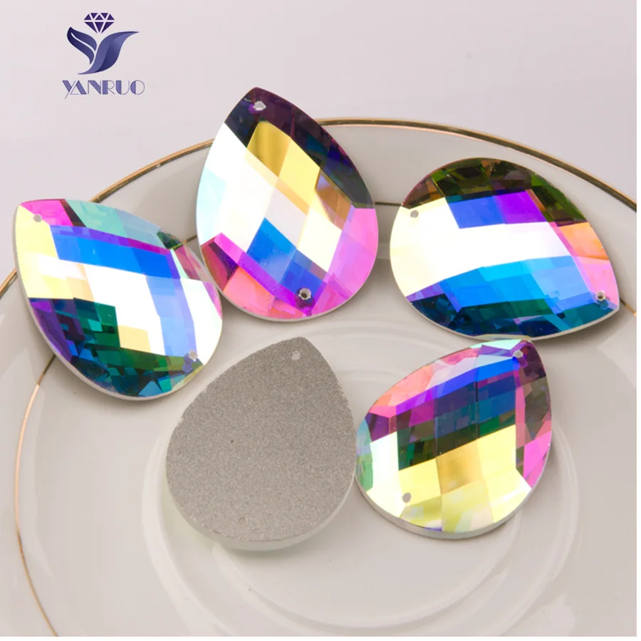 YANRUO 2151TH Droplet AB Sew On Crystal StonesGlass Rhinestones Loose