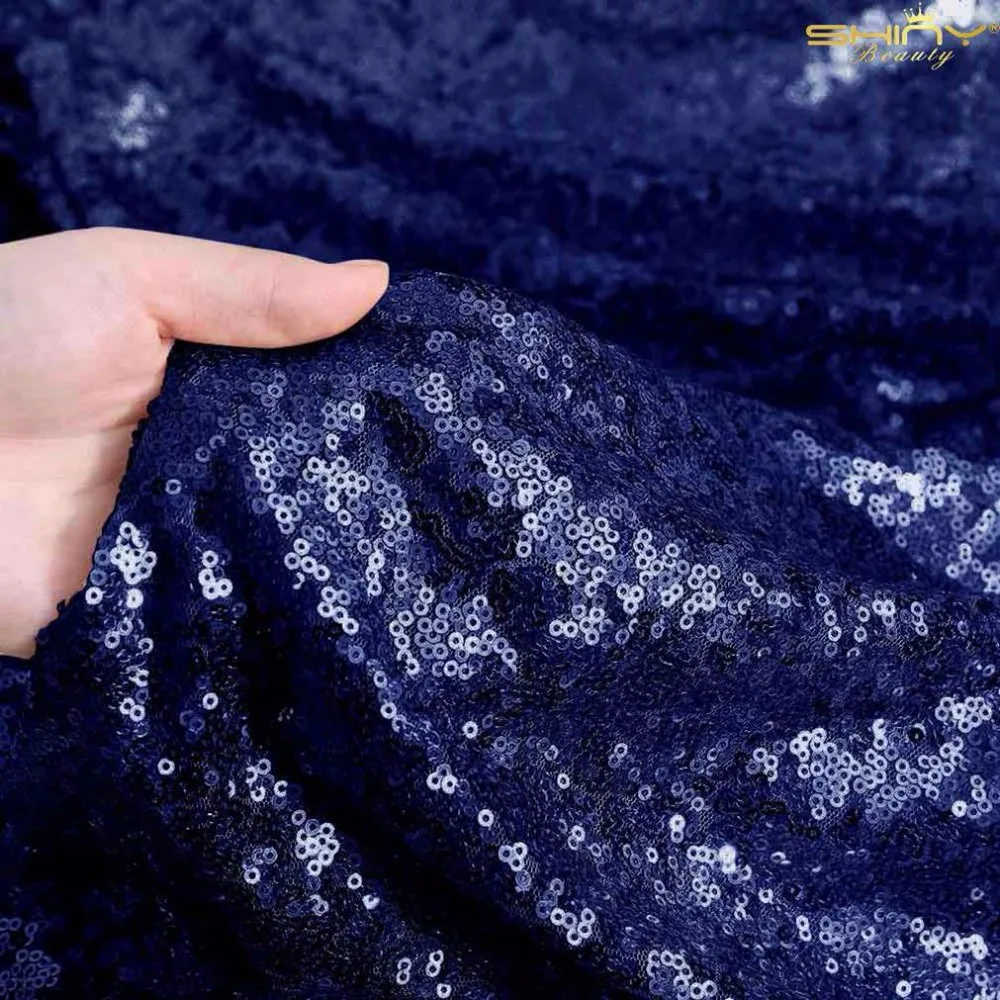

ShinyBeauty 12 Feet 4 Yards Sequin Fabric,By the Yard,Sequin Fabric,Tablecloth,Linen,Sequin Tablecloth,Table Runner(Navy Blue)-R
