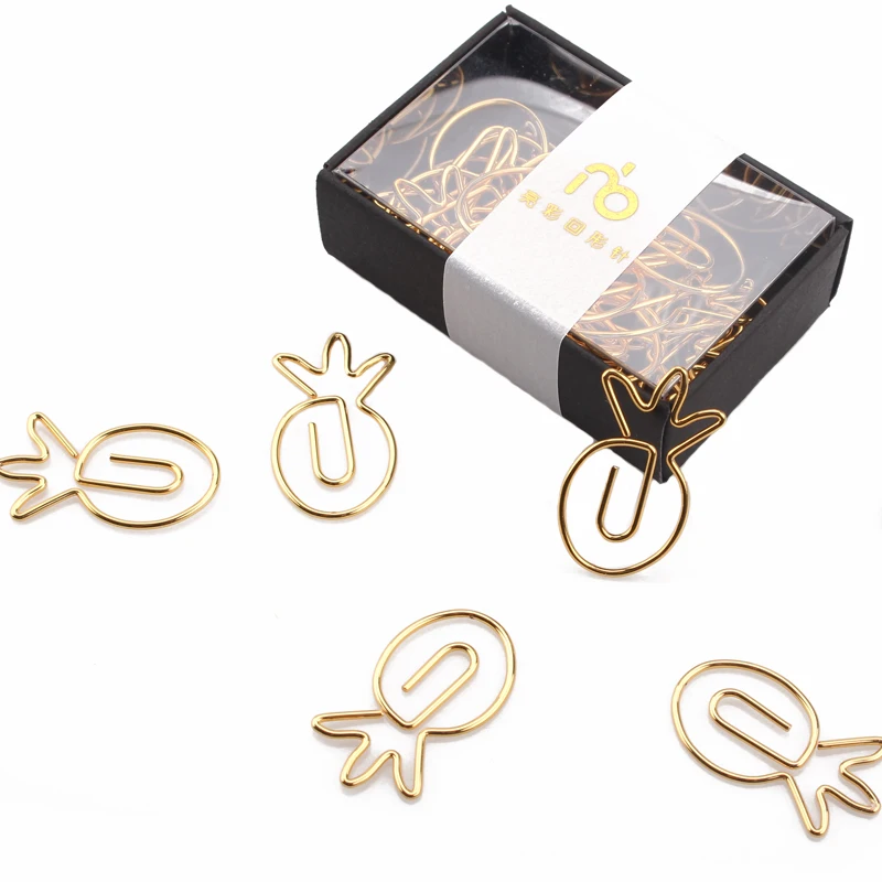 

Pineapple Paper clip Special-shaped Golden Pin Gold Paper Clips Gold Decor For Office Gold Stationery Office Supplies Gold Clips