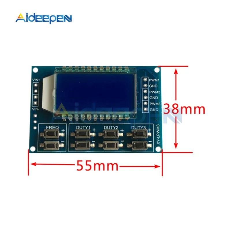 

3 Way PWM Pulse Signal Generator LCD Display Frequency Duty Cycle Adjustable Module 1Hz-150Khz 3.3V-30V PWM Board Module