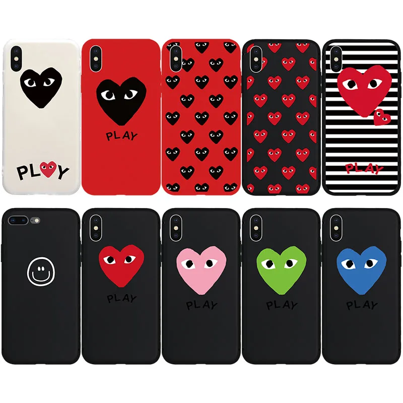 CDG COMME des GARCONS Heart Eye Soft Case for iPhone 8 8Plus 7 7Plus X Xs Max XR 6 6s Plus 5 5s SE Phone Cover Coque Shell Hull