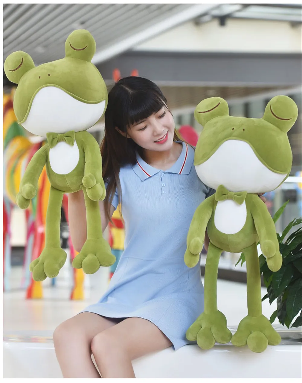 Fancytrader Cuddly Big Plush Frog Toys Soft Stuffed Green Frog Animals Doll for Kids Gifts 2 Sizes11