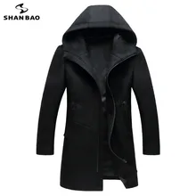 Мужское Брендовое шерстяное пальто зимнее теплое Новое роскошное высококачественное модное повседневное мужское длинное пальто с капюшоном на молнии Черное серое