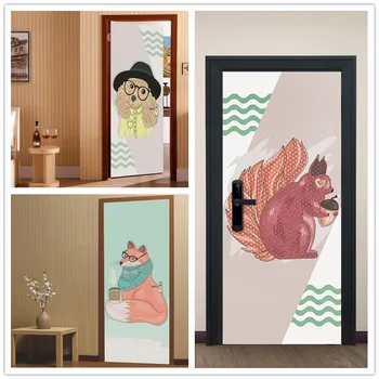

2pcs 77*200cm bear Cartoon with Glue Self Adhesive Wallpaper PVC 3D Wall Sticker Brick Waterproof Wall Paper For Door Sticker