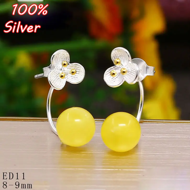 

100% Sterling-Silver-Jewelry S925 Blank Trefoil Stud Earrings with Fit 8mm 9mm Base Tray for Diy Style Earrings