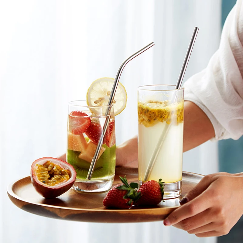 Reusable Stainless Steel Straws Metal Bent Straight Drinking Straw Cocktail Drinking Straw Hotel Party Supplies Bar Accessories (2)